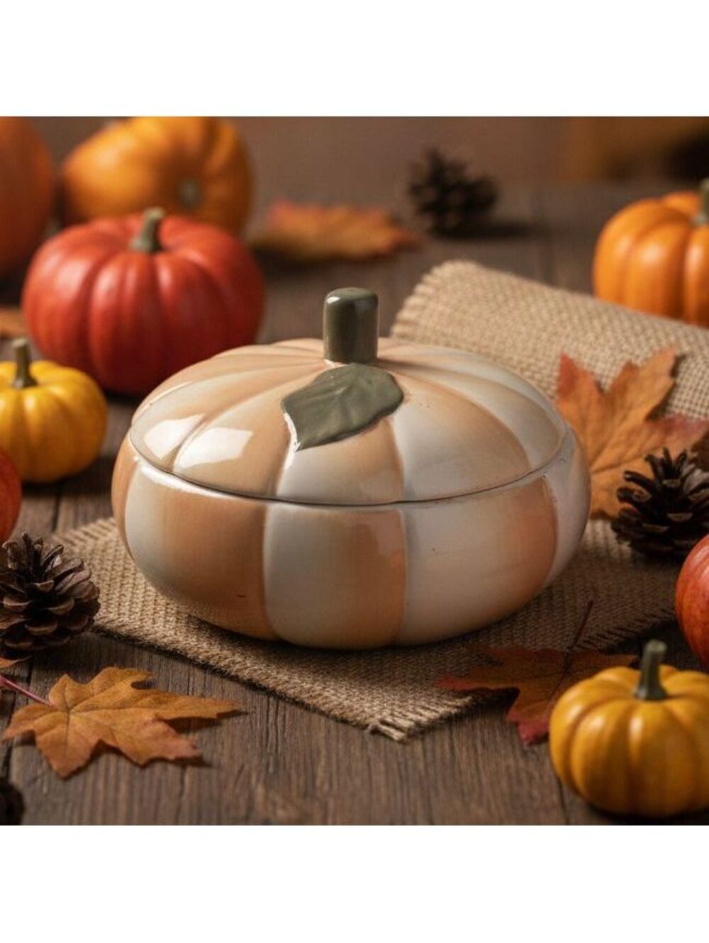Tag Ceramic Pumpkin Covered Dish Fall Autumn Decor